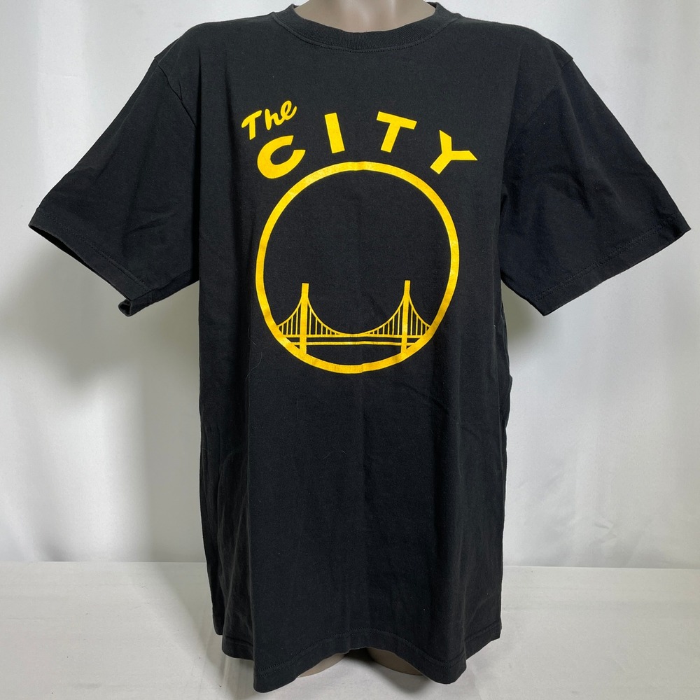 Golden State Warriors The City NBA Adidas Black Yellow T-Shirt Women's LARGE